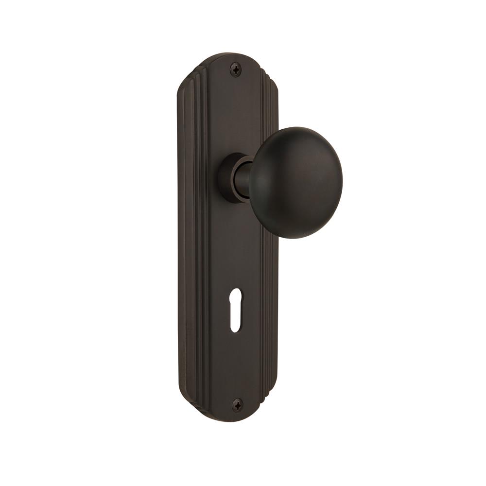 Nostalgic Warehouse 710485  Deco Plate with Keyhole Passage New York Door Knob in Oil-Rubbed Bronze